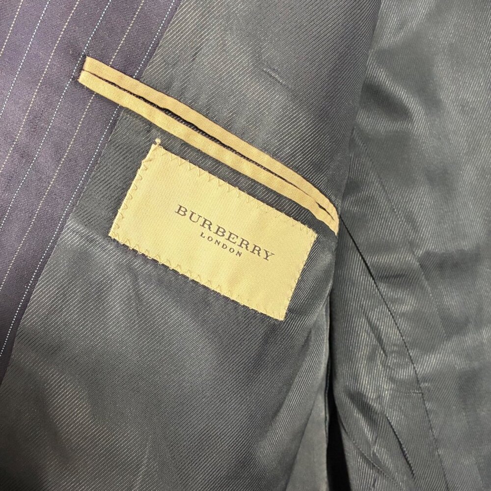 VTG Burberry Nordstrom Wool Pinstripe Kensington Blazer Union Size 46 Reg Retro - Picture 4 of 14